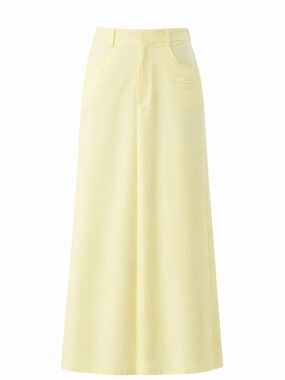 New Aleeza Paris Urban Lined Yellow A-Line Maxi Skirt S
